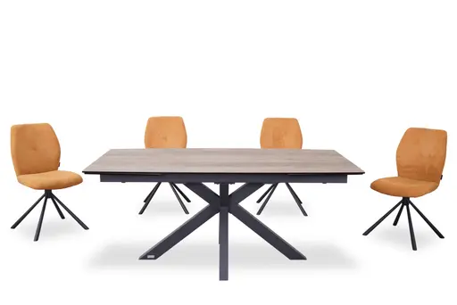 Stuhl MANOA - drehbar, Stoff, Senfgelb