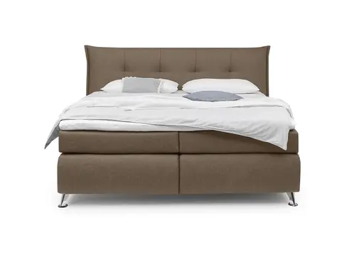 Boxspringbett HAROA- Liegefläche ca. 180x200 cm, Stoff, Hellbraun, Bonell, Inkl. Topper