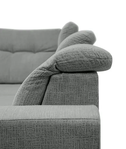 Ecksofa - Ecke links mit 2-Sitzer, Kopfteil verstellbar, Sitztiefe verstellbar motorisch, Stoff, Anthrazit