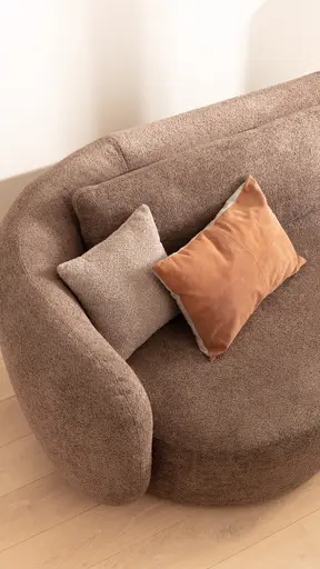 Ecksofa Karasu - 3-Sitzer mit Ottomane rechts, Stoff, Taupe