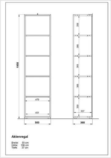 Aktenregal GWEN - B/H/T ca. 50x196x37 cm, Weiß