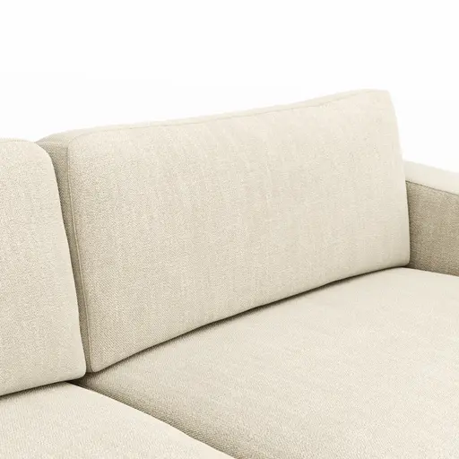 Ecksofa Juni - Longchair links mit 1,5-Sitzer, Stoff, Natur