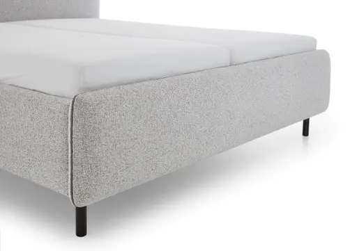 Polsterbett - Liegefläche ca. 180x200 cm, Absetzung Grau, Stoff, Hellgrau