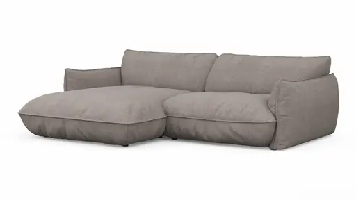Ecksofa Fluffy - Longchair mit 2,5-Sitzer rechts inkl. Rückenlehne verstellbar, Stoff, Taupe