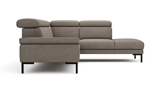 Ecksofa Hudson - 2,5-Sitzer mit Ecke rechts, inkl. Kopfteil verstellbar, Stoff, Khaki