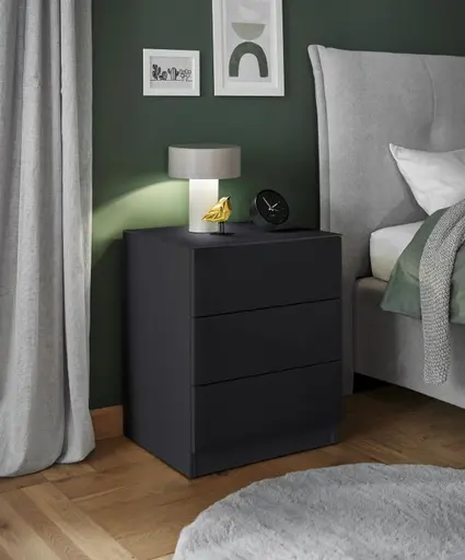 Nachtkonsole- Graphit, Glas, Graphit