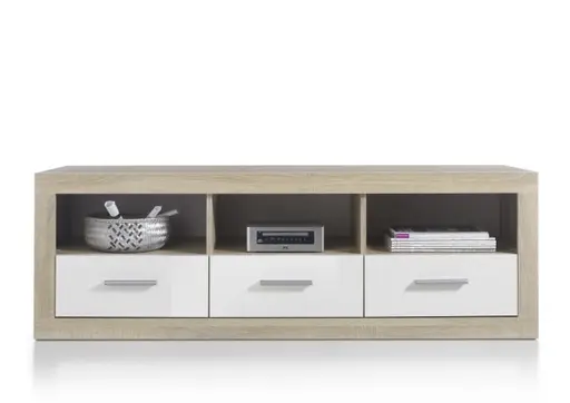 Lowboard - B ca. 147 cm, Sonoma Eiche Nachbildung, Weiß