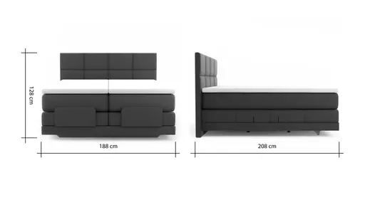 Boxspringbett Alpin Luxe - inkl. Kopf- und Fußteil verstellbar, Liegefläche ca. 180x200 cm, Stoff, Dunkelbraun