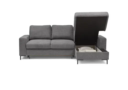 Ecksofa - 2-Sitzer mit Longchair rechts, Stoff, Anthrazit