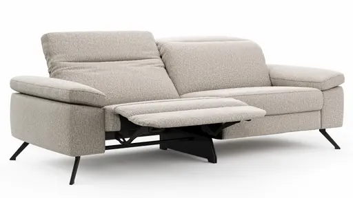 Sofa Rafaela 2.0 - 3-Sitzer inkl. 1x Relaxfunktion und Kopfteile verstellbar, Stoff, Champagner