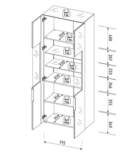 Vitrine- inkl. LED-Beleuchtung, Weiß