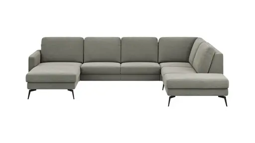 Wohnlandschaft Enna - Longchair links, 2,5-Sitzer, Ecke rechts, Stoff, Grau
