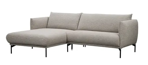 Ecksofa Joana - Longchair links mit 2-Sitzer, Stoff, Beige