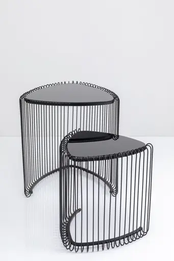 Beistelltisch-Set- Metall, Schwarz