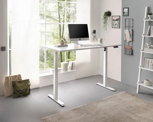 Schreibtisch - höhenverstellbar, LB ca. 137x68 cm, Weiß