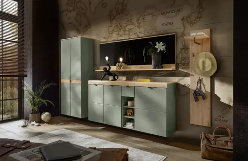 Regal - B ca. 30 cm, Schilfgrün, Artisan Eiche Nachbildung