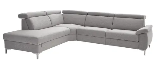 Ecksofa - Ecke links mit 2-Sitzer, Stoff, Silber