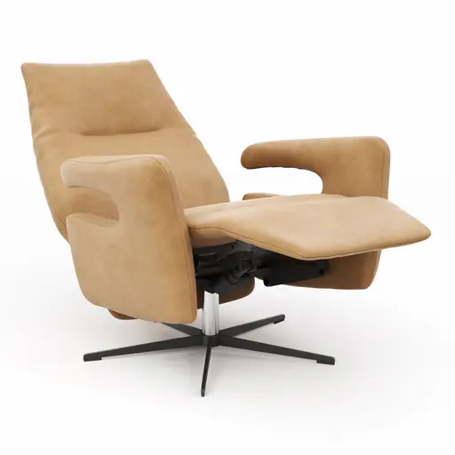 Relaxsessel Lucero 2.0 -  Kopfteil/Fußteil/Rückenlehne verstellbar, Leder, Cognac