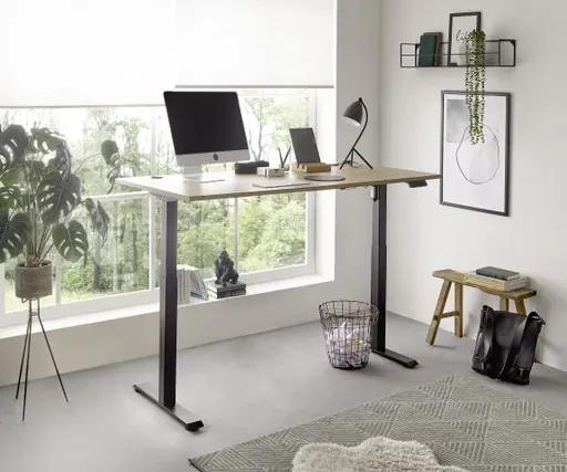 Schreibtisch - höhenverstellbar, LB ca. 160x77 cm, Artisan Eiche Nachbildung, Schwarz