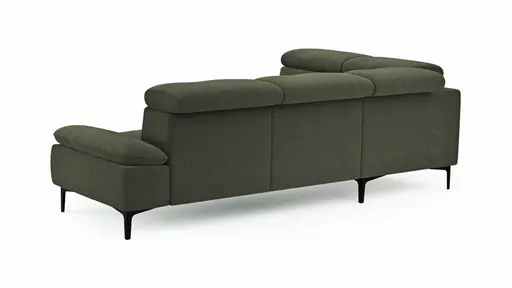 Ecksofa Felipa - Ecke links mit 2,5-Sitzer inkl. Kopfteil verstellbar, Stoff, Dunkelgrün