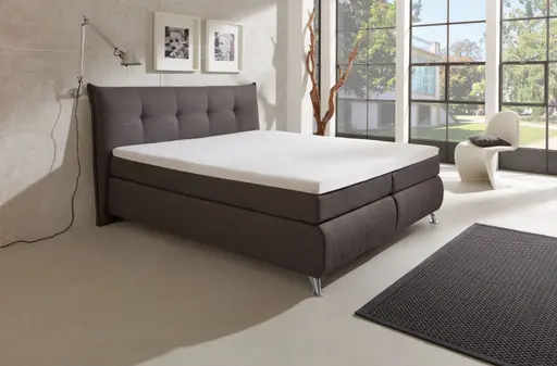 Boxspringbett HAROA- Liegefläche ca. 180x200 cm, Stoff, Anthrazit, Bonell, Inkl. Topper