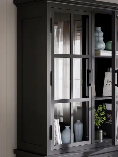 Buffetschrank Litchfield Metal - Graphit, Non-Antique / Metal, Black