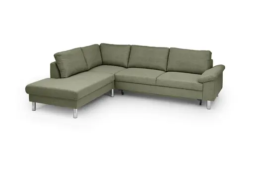 Ecksofa COOL - Ecke links mit 2,5-Sitzer, Querschläfer, Stoff, Hellgrün
