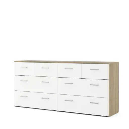 Kommode - B ca. 147 cm, Eiche Struktur Nachbildung, Weiß