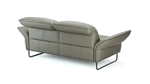 Sofa Victoria - 2,5-Sitzer inkl. Kopfstütze/Armlehne verstellbar, Leder, Grau
