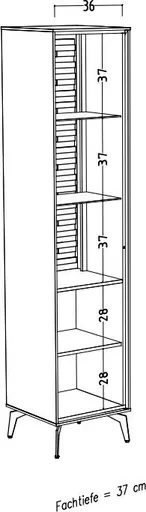Vitrine - mit Beleuchtung, B ca. 42 cm, Weiß, Asteiche, Schwarz