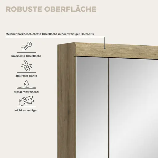 Spiegelschrank - B ca. 60 cm, Evoke Eiche Nachbildung