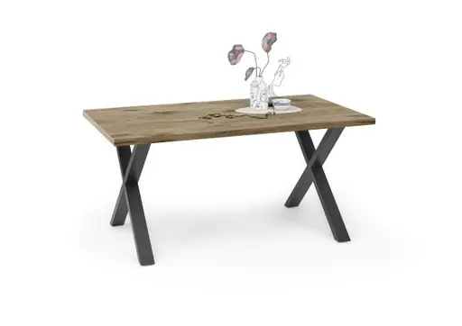 Esstisch - LB ca. 160x90 cm, Viking Eiche, Schwarz