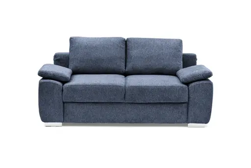 Schlafsofa EMIEL - 2-Sitzer inkl. Schlaffunktion und Bettkasten, Stoff, Blau