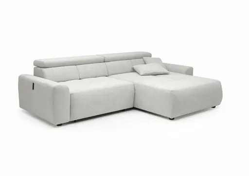 Ecksofa JYTTE - Sofa 2-sitzig mit Longchair rechts, Stoff, Hellgrau