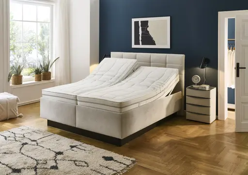 Polsterbett - Liegefläche ca. 180x200 cm, Stoff, Creme