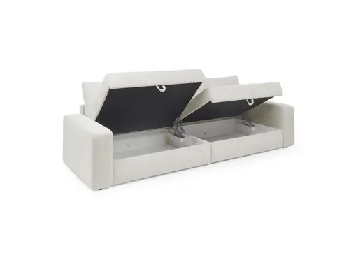 Big-Sofa Jella - 2-Sitzer, Schlaffunktion mit Bettkasten, Stoff, Graubeige