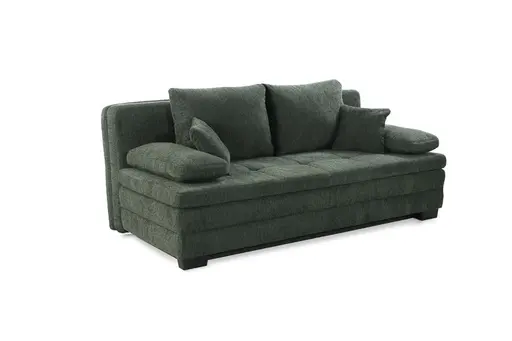 Sofa JONAH - 2-Sitzer inkl. Schlaffunktion und Bettkasten, Stoff, Dunkelgrün