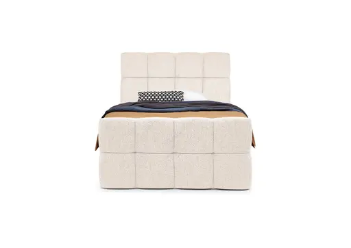 Boxspringbett SANDRIN R- Liegefläche ca. 140x200 cm, Stoff, Creme, inkl. Stauraum und Fußteil