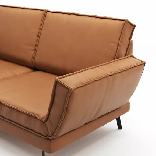 Ecksofa My -  Ecke links mit 2-Sitzer, Rückenlehne, Armlehne  verstellbar und Drehsitze, Leder, Cognac