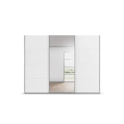 Schwebetürenschrank RIVASA- B ca. 271 cm, Weiß, Spiegel