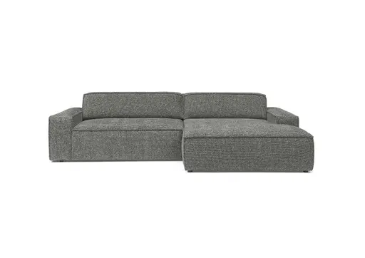 Ecksofa - 2-Sitzer mit Longchair rechts, Sitzvorzug motorisch, Stoff, Graphit
