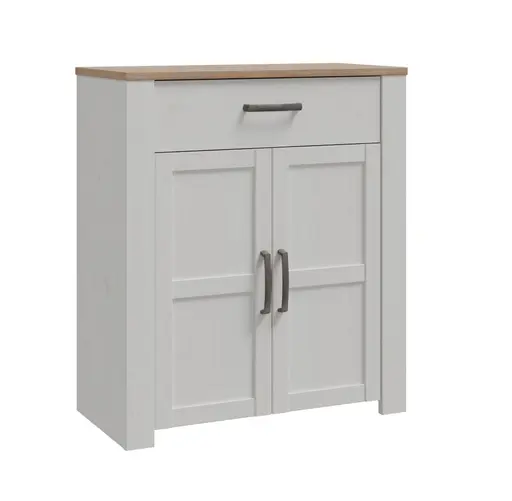 Schuhschrank FELLIAN- B ca. 86 cm, Weiß, Eiche Dekor