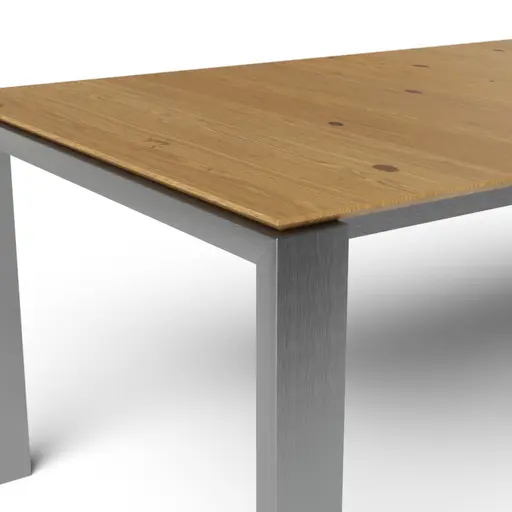 Esstisch 3400 - LB ca. 180x100 cm, ausziehbar, Asteiche massiv, 4-Fuss, Edelstahl