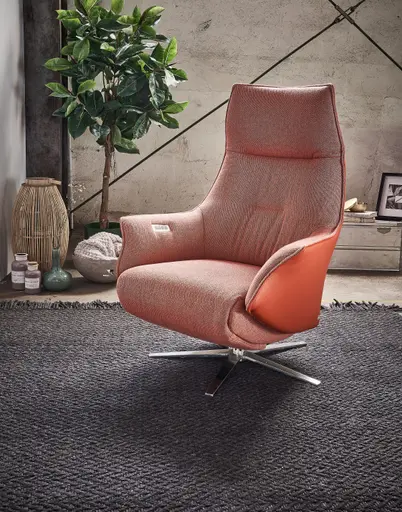 Relaxsessel Girona -  inklusive motorischer Relaxfunktion, Stoff, Leder, Rose