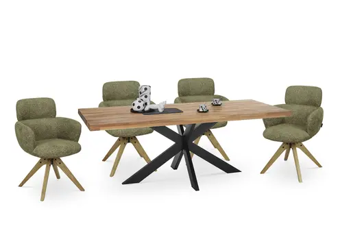 Armlehnstuhl MANJA - drehbar, Stoff, Braun