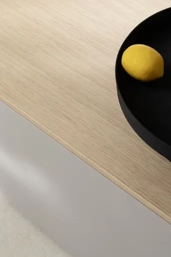 Wohnwand Venzone - B ca. 360 cm, Lack, Hellgrau, Eiche furniert