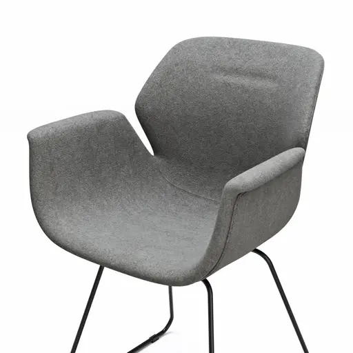 Armlehnstuhl Tooon - Stoff Grau, Kufe, Schwarz