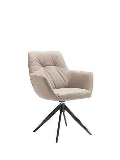 Armlehnstuhl Nashville - drehbar, Leder, Taupe
