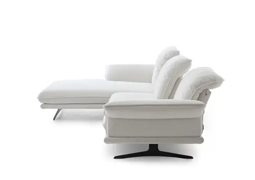 Ecksofa - Longchair links mit Sofa 2-Sitzer, Sitztiefe verstellbar, Stoff, Snow