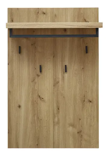 Garderobenpaneel mit Bank - B/H/T 70x108x31 cm, Wildeiche massiv 